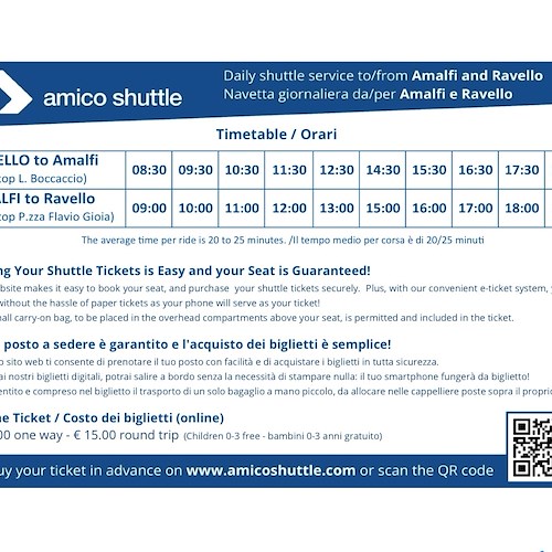 Arriva Amico Shuttle: il nuovo servizio di mobilità tra Ravello e Amalfi /foto