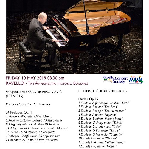 Chamber Music in Ravello, gli appuntamenti della settimana 6-10 maggio