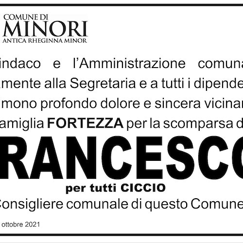 Il Comune di Minori dice addio a Francesco Fortezza: «Custodiremo per sempre i tuoi insegnamenti»