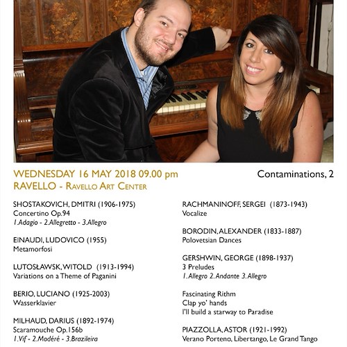 Mercoledì 16 il Piano Duo Valluzzi-Veneziani al Ravello Art Center