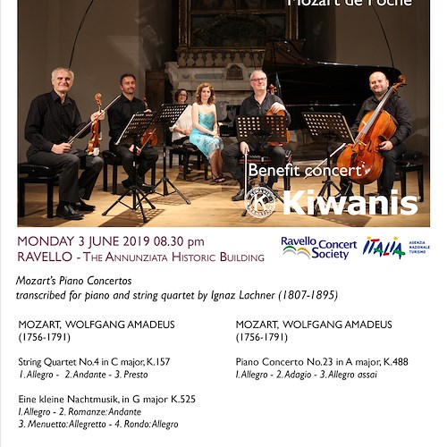 Ravello Concert Society, gli appuntamenti del 3 e 5 giugno all'Annunziata