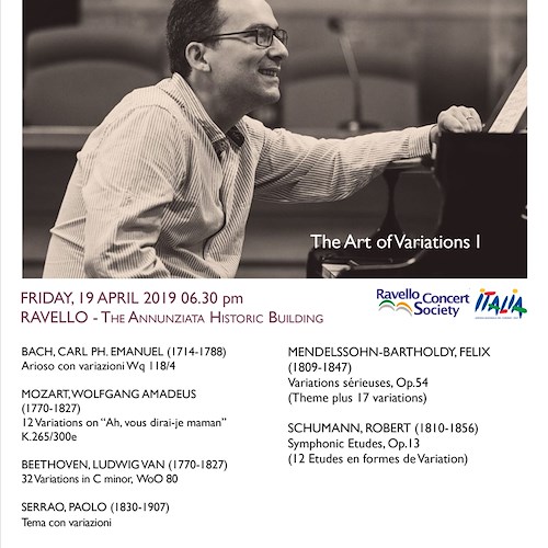 Ravello Concerts, venerdì 19 aprile il primo dei concerti su l'Arte della Variazione all'Annunziata 
