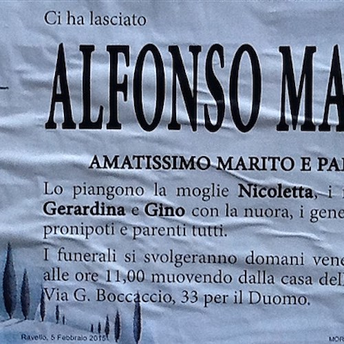 Ravello dice addio ad Alfonso Mansi 'Zì Fonzo', il contadino comunista