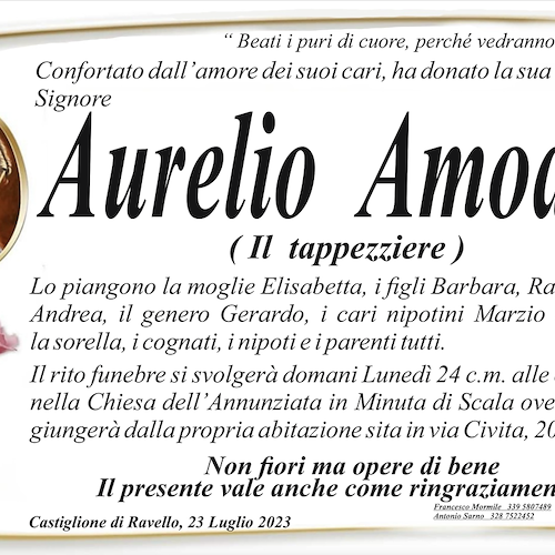 Ravello piange la scomparsa di Aurelio Amodio, per tutti "il tappezziere"
