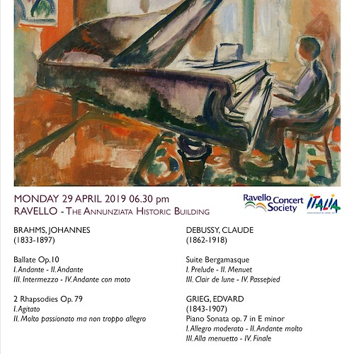 Ravello, tre concerti per pianoforte nella settimana all'Annunziata