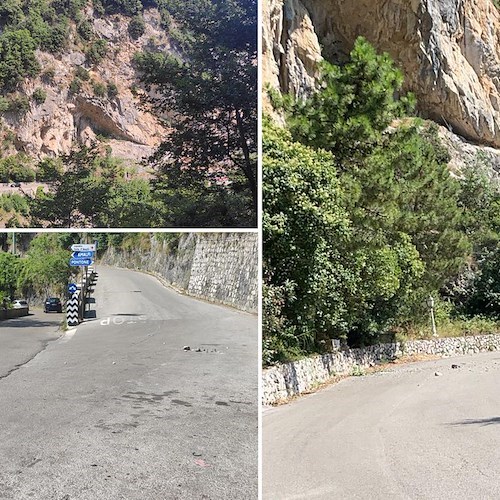 Smottamento a Ravello, i massi giungono fino al bivio per Pontone /FOTO